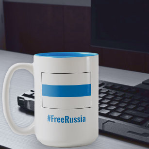 Free Russia - English - White Blue White Flag Two-Tone Coffee Mug