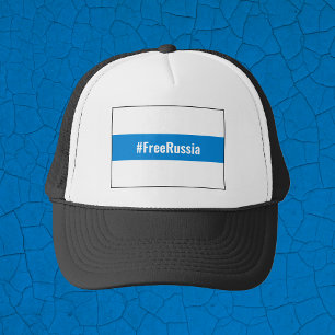 Free Russia - English - White Blue White Trucker Hat