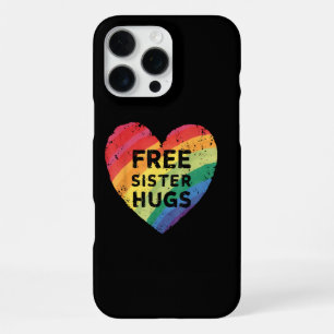 Free Sister Hugs LGBT Gay Lesbian Pride Month Rain iPhone 16 Pro Max Case
