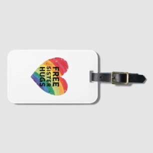 Free Sister Hugs LGBT Gay Lesbian Pride Month Rain Luggage Tag