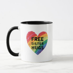 Free Sister Hugs LGBT Gay Lesbian Pride Month Rain Mug