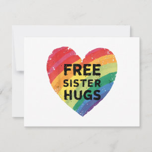 Free Sister Hugs LGBT Gay Lesbian Pride Month Rain Thank You Card