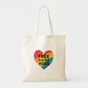 Free Sister Hugs LGBT Gay Lesbian Pride Month Rain Tote Bag