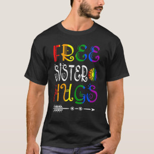Free Sister Hugs Pride Lgbt Sunflower Matching Fam T-Shirt