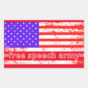 FREE SPEECH ARMY distressed american flag edition Rectangular Sticker
