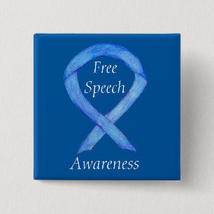 Free Speech Awareness Ribbon Custom Pin