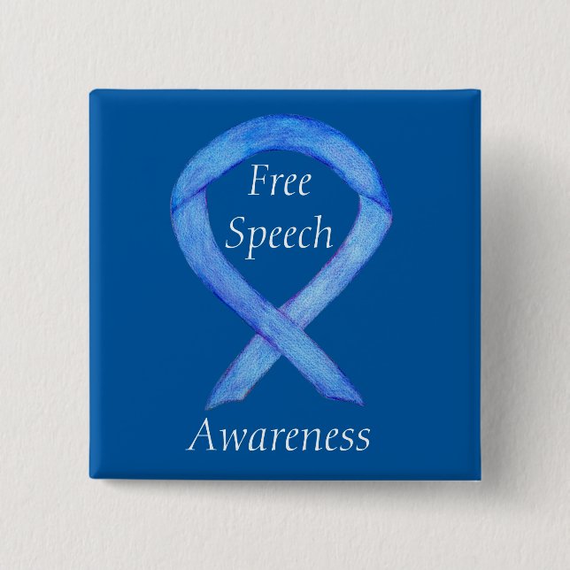Free Speech Awareness Ribbon Custom Pin (Front)