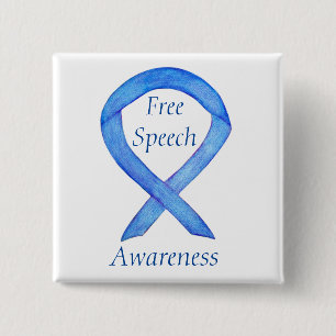 Free Speech Awareness Ribbon Custom Pin
