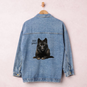 Free Spirit Black Wolf Denim Jacket