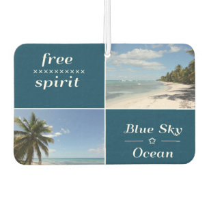 Free Spirit - Blue Sky and Ocean Caribbean Collage Car Air Freshener