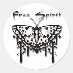 Free Spirit Butterfly Classic Round Sticker
