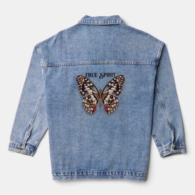 Free Spirit Butterfly Denim Jacket (Back)