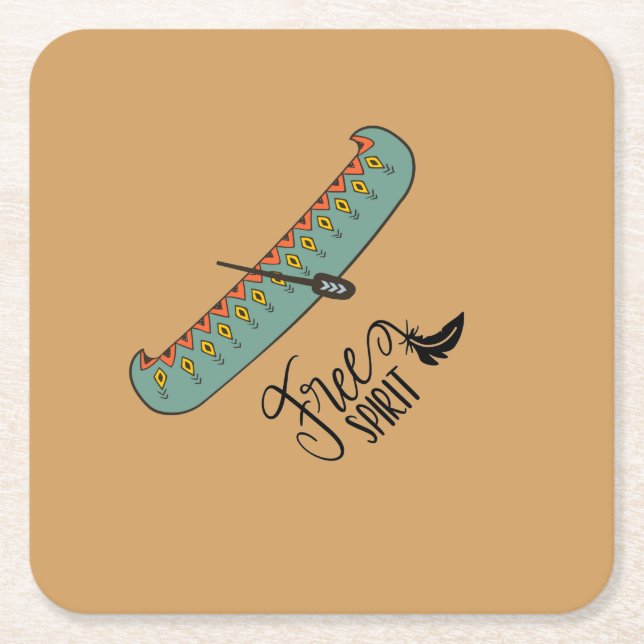 Free Spirit Canoe Square Paper Coaster (Front)