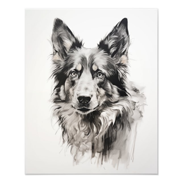 Free Spirit Dog Black and White Photo Print (Front)