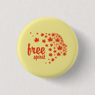 Free spirit face, autumn 3 cm round badge