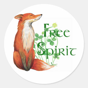 free spirit fox classic round sticker