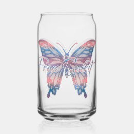 Free Spirit Mandala Butterfly Can Glass