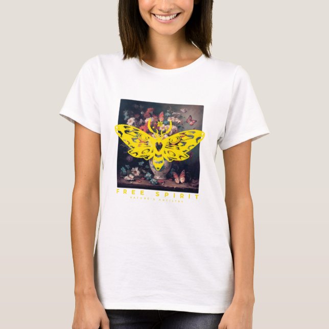 Free Spirit Moth and Flower Vase T-Shirt (Front)