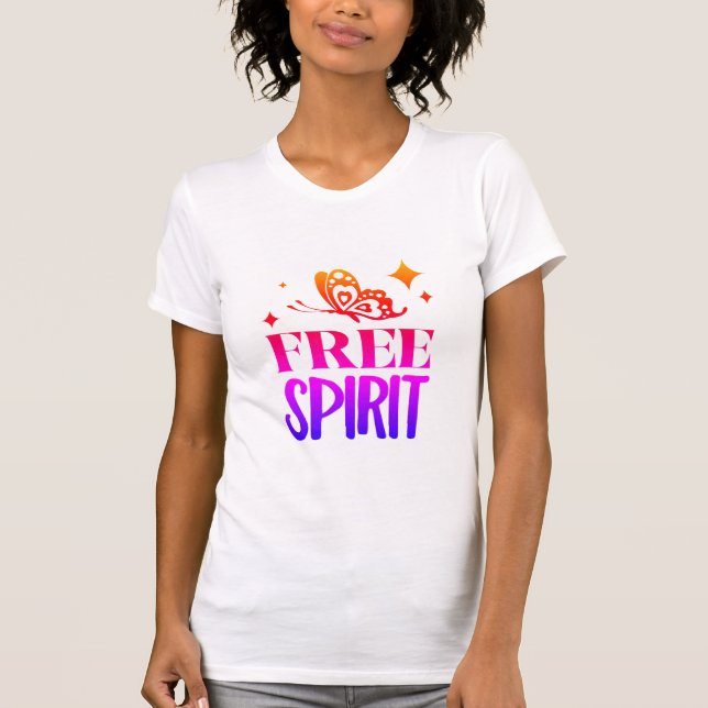 "Free Spirit" multi colour w butterflies T-Shirt (Front)