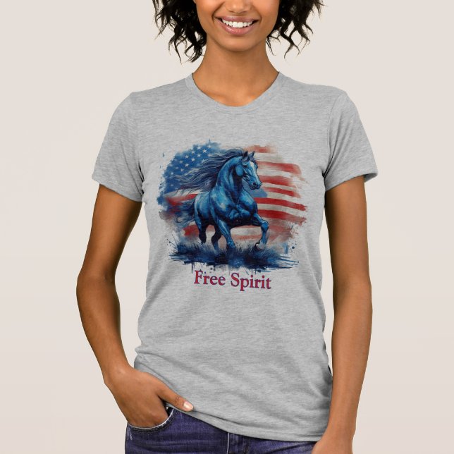 Free Spirit Patriotic Horse T-Shirt (Front)