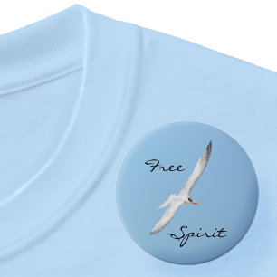 Free Spirit Royal Tern Flying Blue Sky 7.5 Cm Round Badge