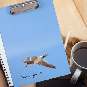 Free Spirit Seagull in Flight Sky Blue Clipboard