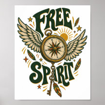Free Spirit Vintage Winged Compass Wall art