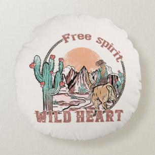 Free Spirit, Wild Heart Round Cushion