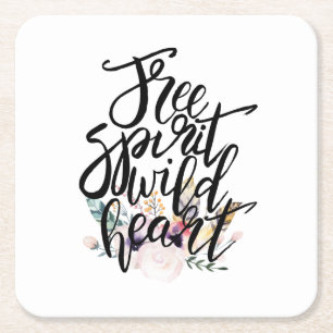 Free Spirit Wild heart Square Paper Coaster