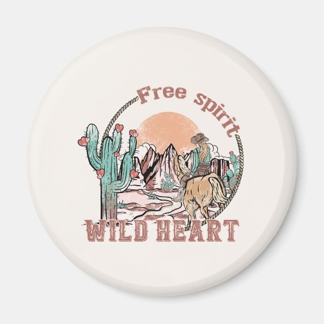 Free Spirit, Wild Heart | Western Country Magnet (Front)