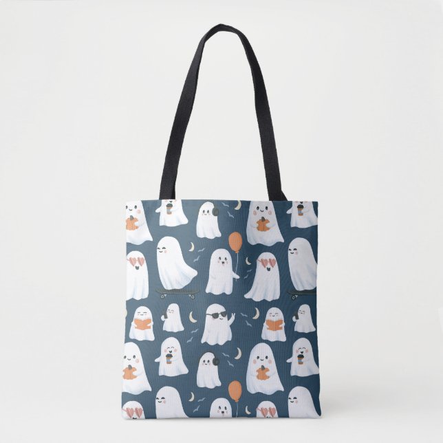 Free Spirits Ghost Tote Bag – Halloween Canvas Bag (Front)