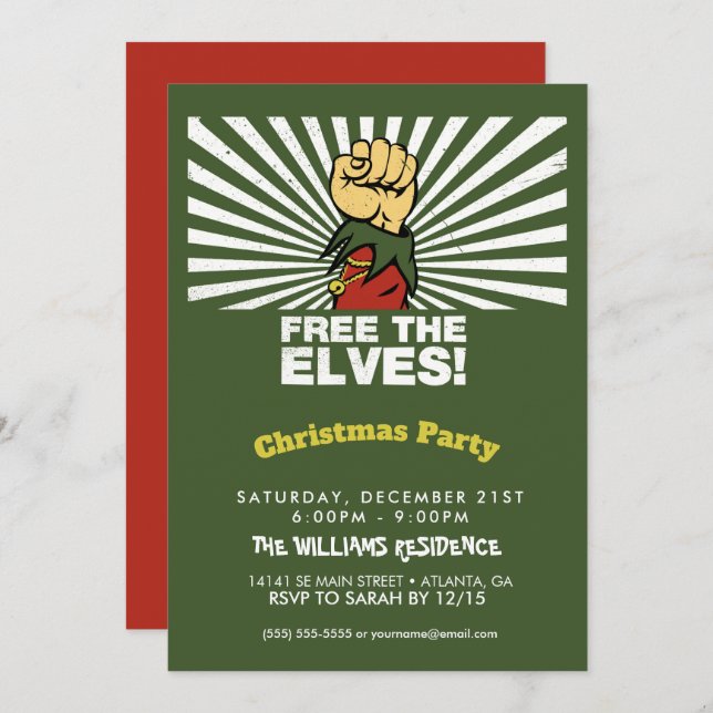 Free the elves!       invitation (Front/Back)