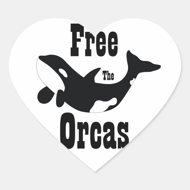 Free The Orcas Heart Sticker (Front)