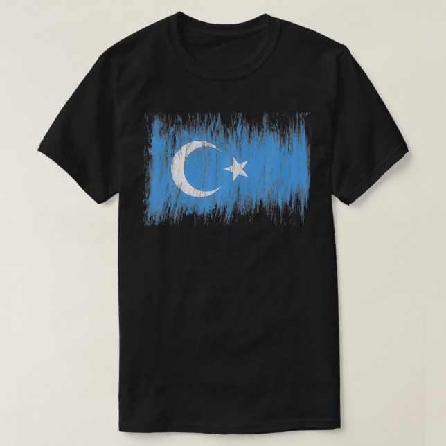 FREE THE UYGHURS UIGHUR FLAG EAST TURKESTAN XINJIA T-Shirt (Design Front)