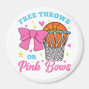 Free Throws or Pink Bows Circle Magnet