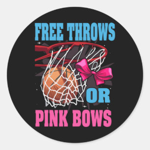 Free Throws Or Pink Bows Gender Reveal Bysketbyll  Classic Round Sticker