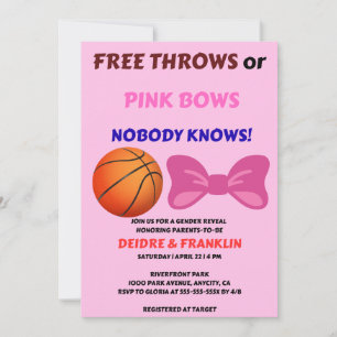 Free Throws or Pink Bows gender reveal party Invitation