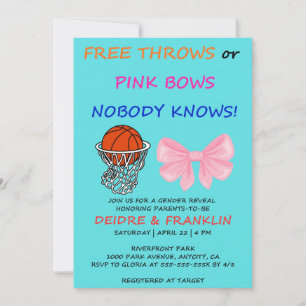 Free Throws or Pink Bows Gender Reveal Party Invitation