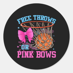 Free Throws Or Pink Bows Pregnancy Pink Or Blue Classic Round Sticker
