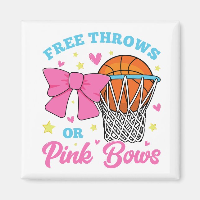 Free Throws or Pink Bows Square Magnet (Front)