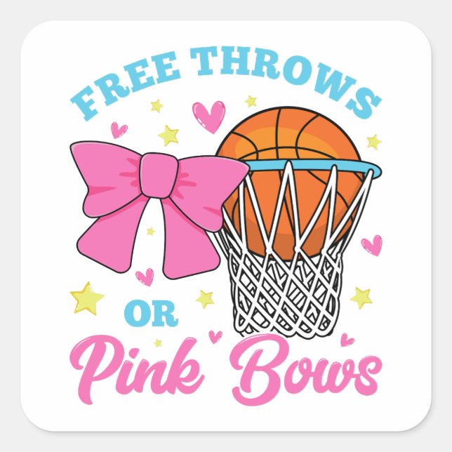Free Throws or Pink Bows Square Sticker (Front)