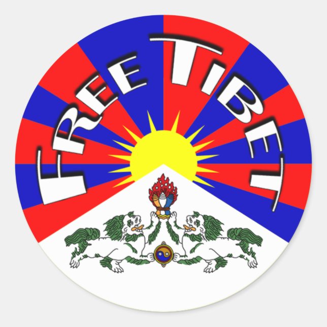 Free Tibet Badge Classic Round Sticker (Front)