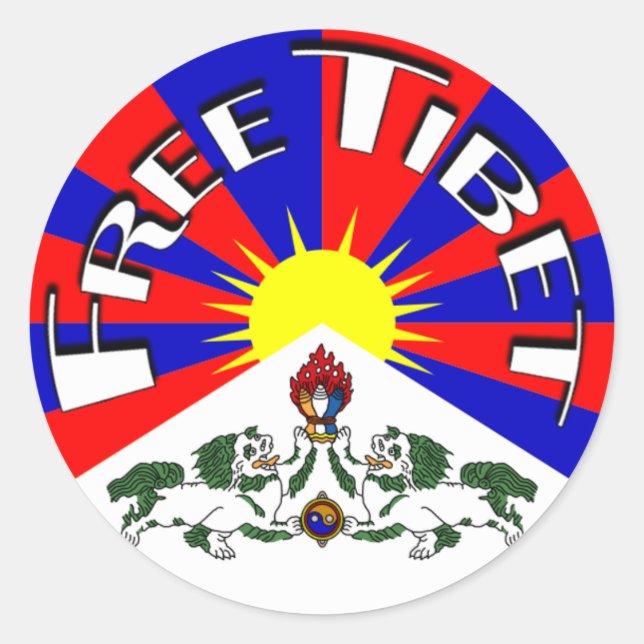 Free Tibet Badge Classic Round Sticker (Front)