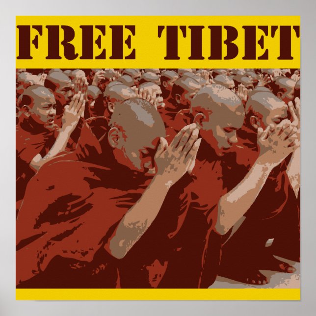 Free Tibet Buddhist Monks Poster (Front)