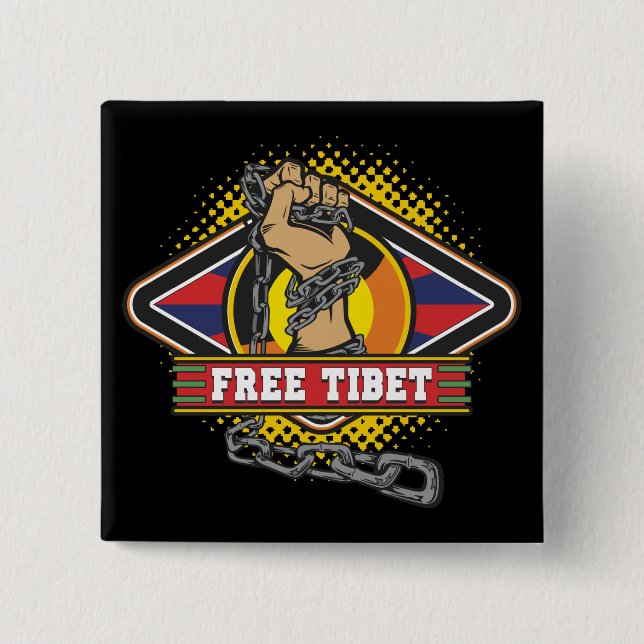 Free Tibet Chains 15 Cm Square Badge (Front)