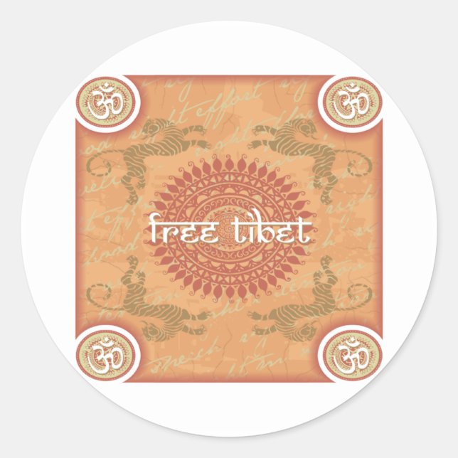 Free Tibet Classic Round Sticker (Front)