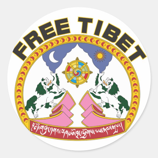 Free Tibet Emblem Classic Round Sticker (Front)