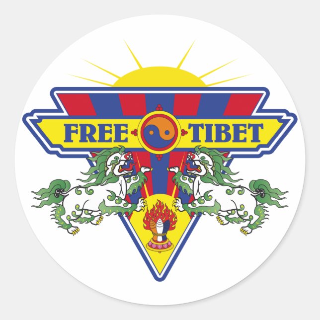 Free Tibet Flag Logo Classic Round Sticker (Front)
