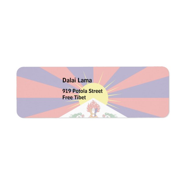 Free Tibet flag Return Address Label (Front)