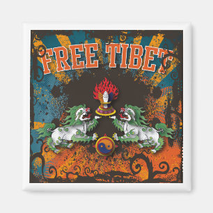 Free Tibet Grunge Art Magnet